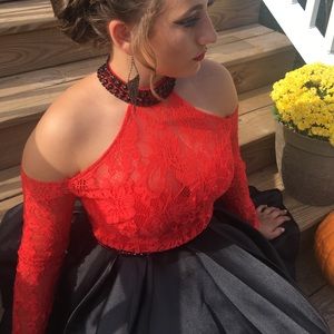 Red and black dress
